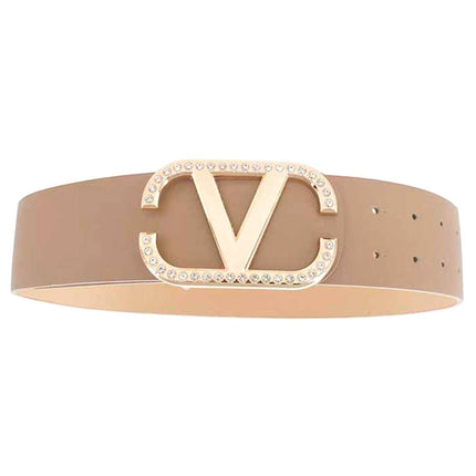Angled Rhinestone Inverted V Buckle Belt