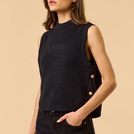 Black Mock Neck Sleeveless Sweater