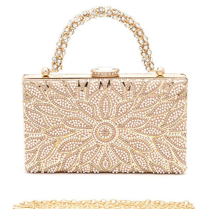 Pearl & Rhinestone Floral Box Clutch
