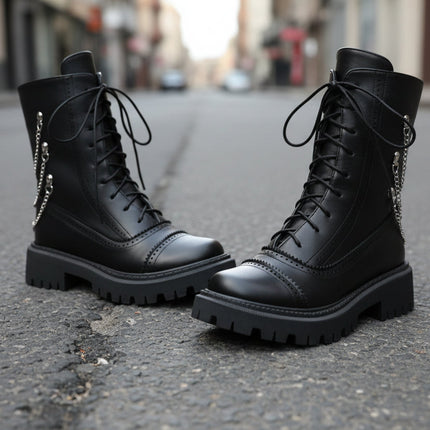 Women’s Chunky Heel Mid-Calf Dr. Style Boots – Large Size Fall & Winter Boot