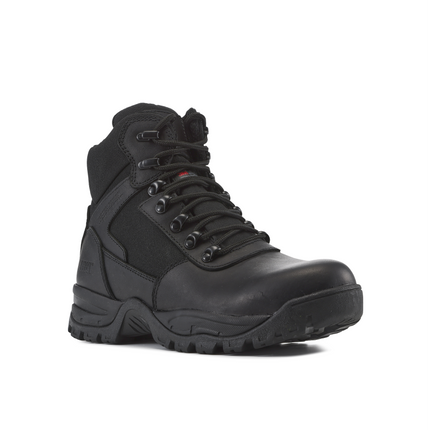 Kiwi Rugged Black Full Grain Leather Mid-Cut 6" Steel Toe Zipped Waterproof Tactical Boots [60300]