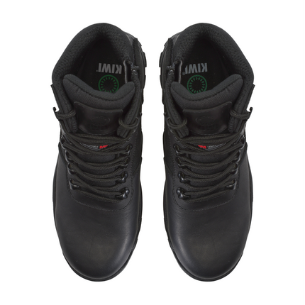Kiwi Rugged Black Full Grain Leather Mid-Cut 6" Composite Toe Zipped Waterproof Tactical Boots [68100]