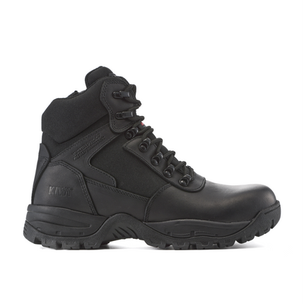 Kiwi Rugged Black Full Grain Leather Mid-Cut 6" Steel Toe Zipped Waterproof Tactical Boots [60300]