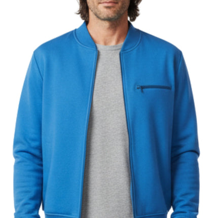 Men's Classic Zip-Up Baseball Fleece Jacket in Lightweight Cotton Blend Fabric with Sporty Edge