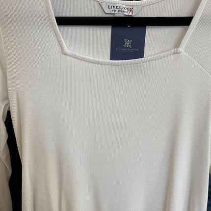 White Square Neck Long Sleeve Top
