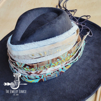 Spotted Hair-on-Hide Leather Hat Band Only w/ Turquoise Slab 950f