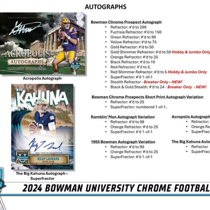 2024 Bowman University Chrome Football Hobby Box