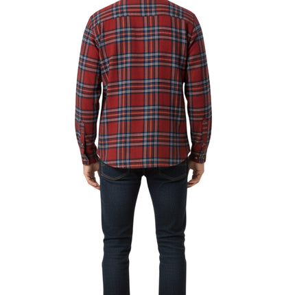 Men's Heathered Fleece Overshirt with Chest Pockets and Tortoise-shell patterned Buttons