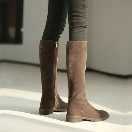 Women’s Long Martin Suede Boots | Solid Color Winter Fashion Boots