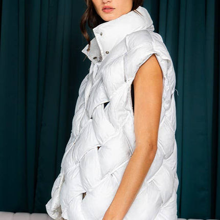 Camel Button-Up Puffer Vest