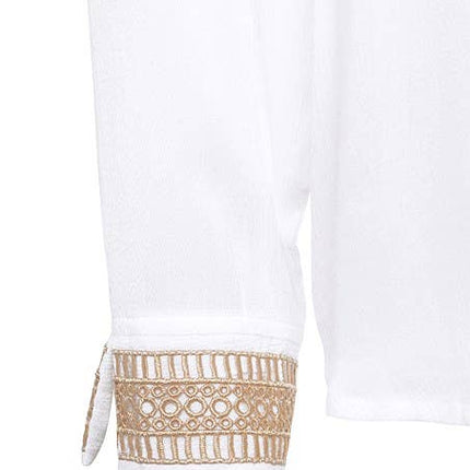 Crochet Trim V-Neck Blouse