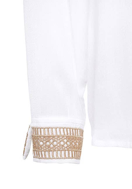 Crochet Trim V-Neck Blouse