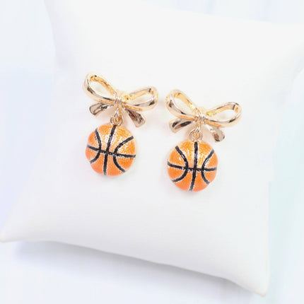 Sporty Bow Basketball Earring