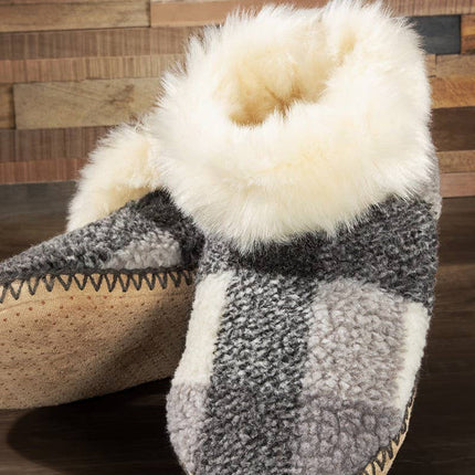 Buffalo Check Fur Slippers