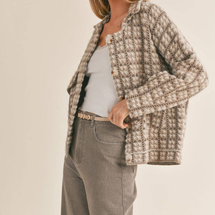 Houndstooth Sweater Jacket- 1 LEFT