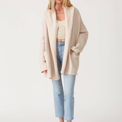 Lovestitch Mid-Length Oversized Long Sleeve Hooded Coatigan