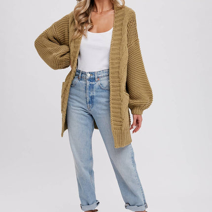 Chunky Cable knit Cardigan-Chocolate