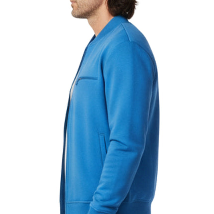 Men's Classic Zip-Up Baseball Fleece Jacket in Lightweight Cotton Blend Fabric with Sporty Edge