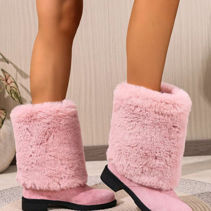 Women’s Chunky Heel Snow Boots – Warm Winter Anti-Slip Ankle Boots
