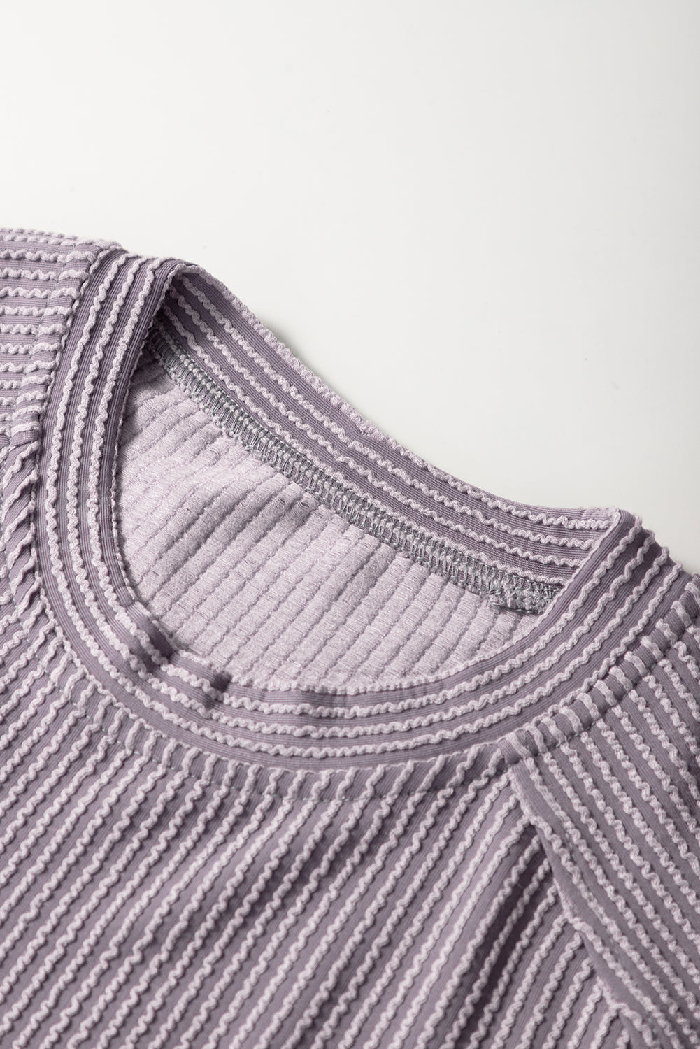 Luxury Solid Corded Short Sleeve T Shirt And Wide Leg Pants Set