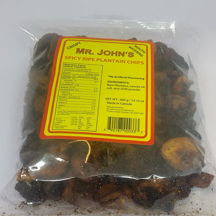 MR. JOHN'S Authentic Spicy Ripe Plantain Chips - Crunchy & Chewy, No Artificial Flavoring (14.1 oz)