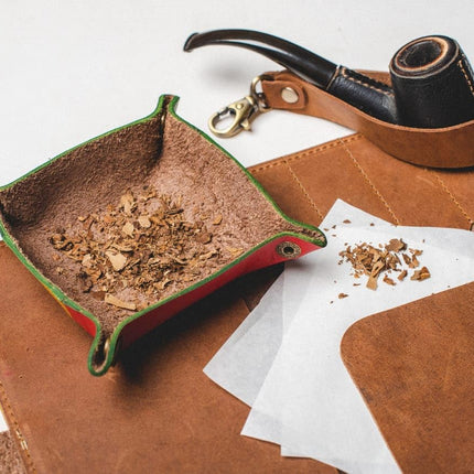 Luxurious Leather Tobacco Smoking Pipe Pouch Bag Organizer Case with Rolling pad.
