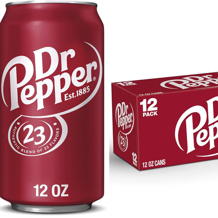 Dr Pepper Soda, 12 fl oz cans, 12 pack