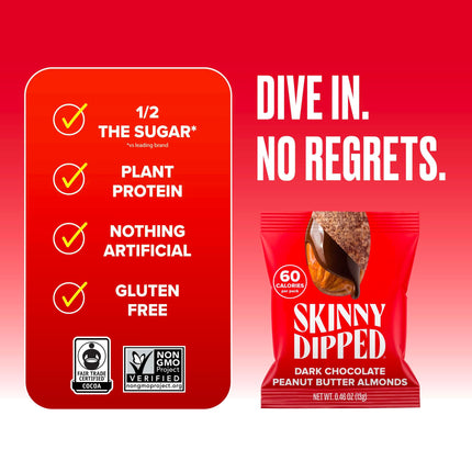 Viral SkinnyDipped Variety Pack - Low Sugar Almonds (25 Mini Bags, 11.5oz)