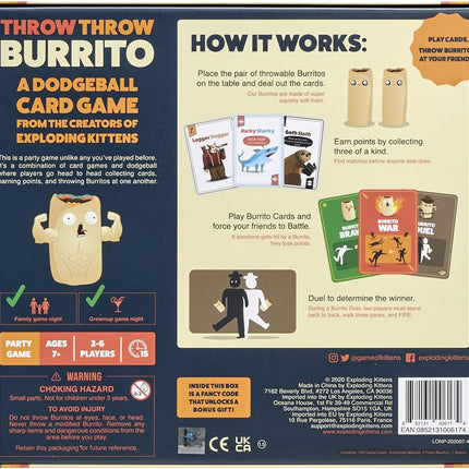 Throw Throw Burrito by Exploding Kittens - A Dodgeball Card Game - Family-Friendly Party Games - for Adults, Teens & Kids - 2-6 Players