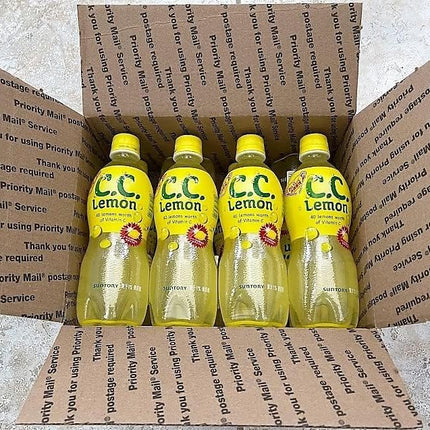C.C. Lemon Japanese Soda by Suntory - Vitamin C Citrus Drink, 8 Pack (500ml Each)