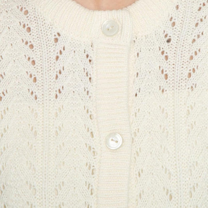 Women's Button Front Crochet Pointelle Cardigan with Pockets