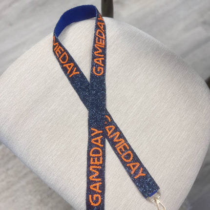 Navy & Orange Game Day Crystal Purse Strap