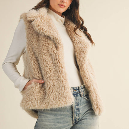 Taupe Faux Fur Vest