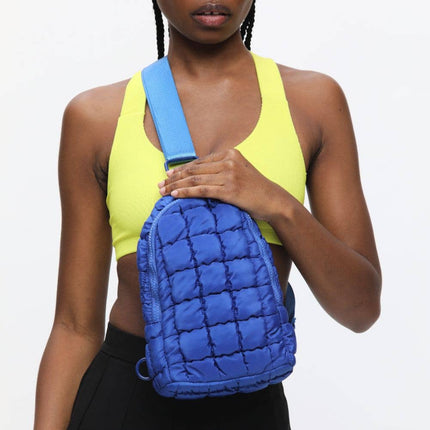 Quilted Puffer Nylon Sling Backpack