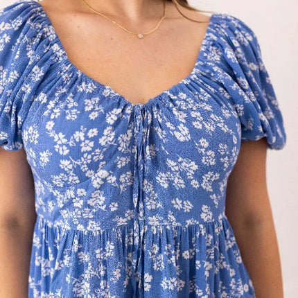 Blue Floral Babydoll Dress