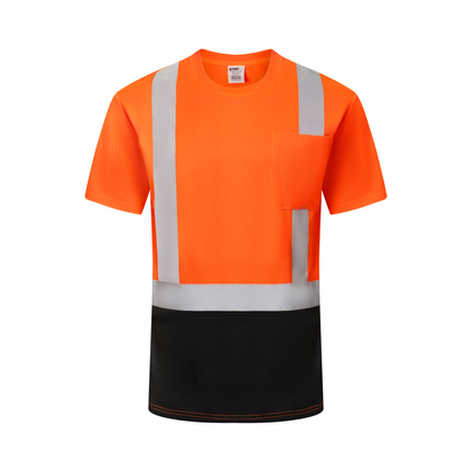 Kiwi High Visibility ANSI/ISEA 107-2020, Type R, Class 2 Two Tone Orange Short Sleeve Safety Shirt [74100]