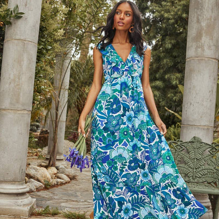 Deep Blue Floral Dress