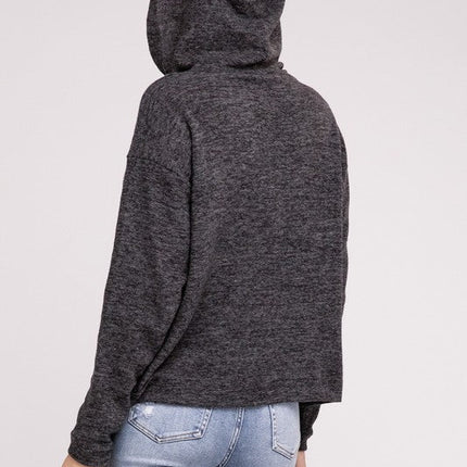 Hooded Brushed Melange Hacci Sweater