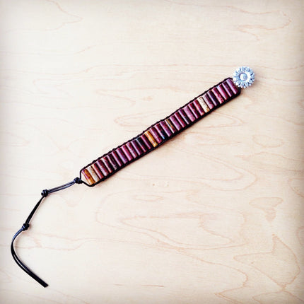**Woven Picasso Stacked Stone Beaded Bracelet 810n