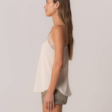 Lovestitch Lace Trim Slip Cami: Vanilla