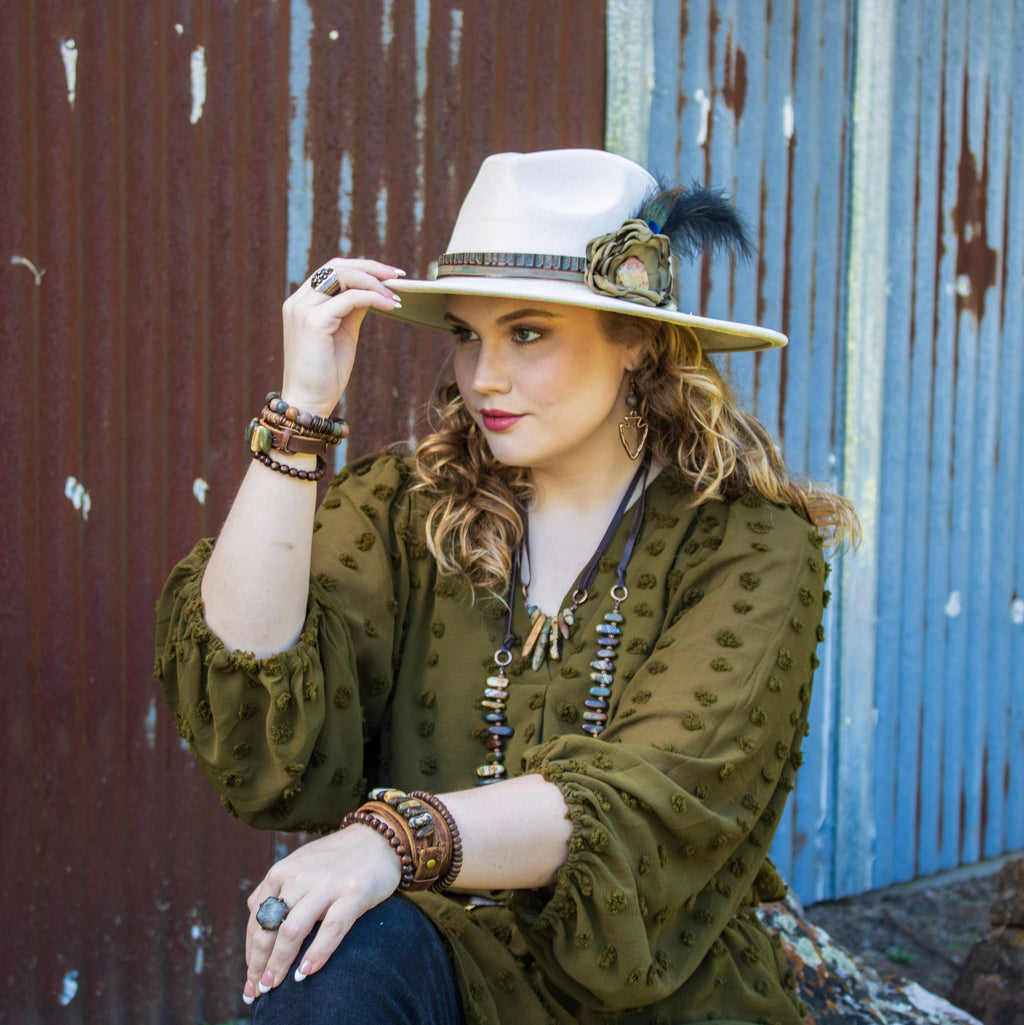 Picasso Jasper Stone Collar Necklace w/ Genuine Leather Cord 261f