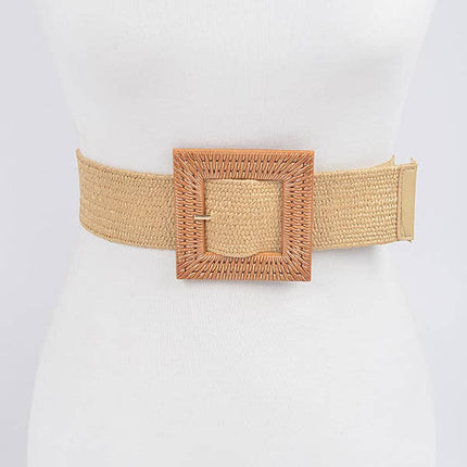 Faux Bamboo Buckle Elastic Belt