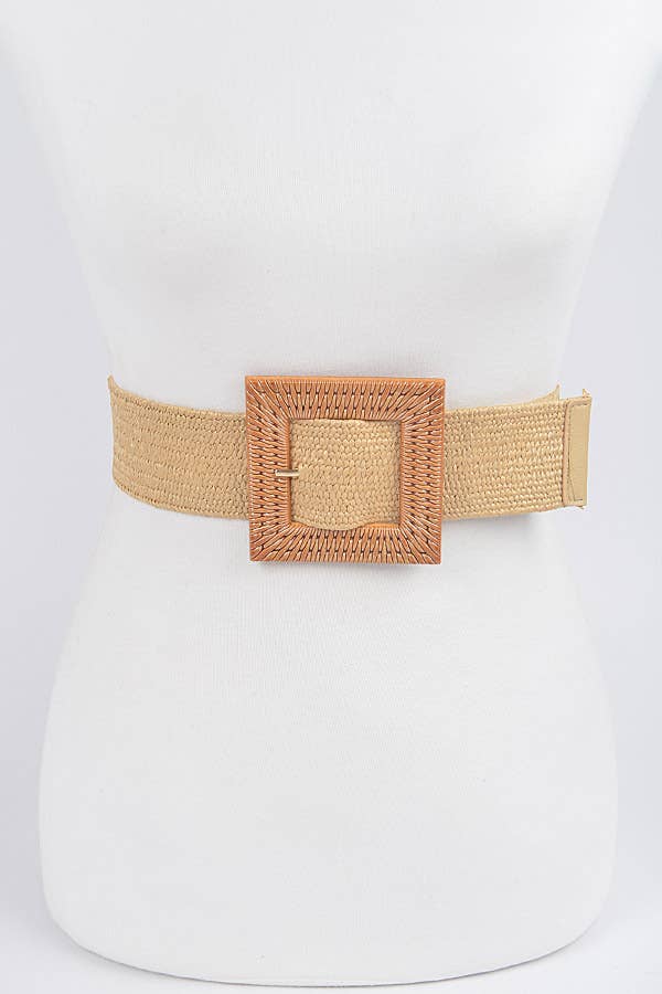 Faux Bamboo Buckle Elastic Belt