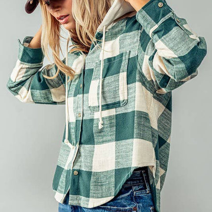 Black & White Hooded Flannel