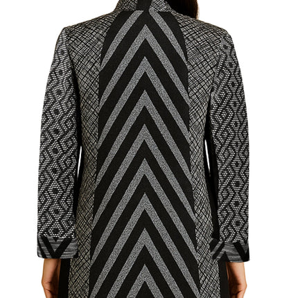 Women's Stand Collar Mixed Media Open Jacket