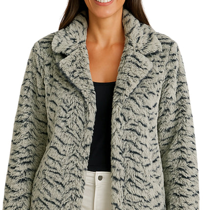 Women's One Button Faux Fur Lined Swing Jacket