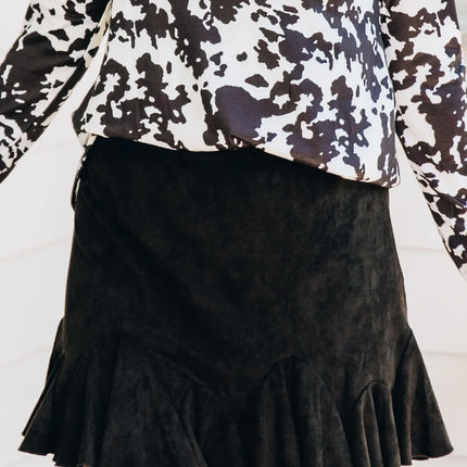 Turning On The Charm Velvet Skirt
