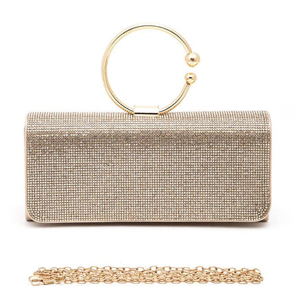 Circle Handle Rhinestone Evening Clutch
