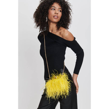 Suede Leather Bag with Feathers