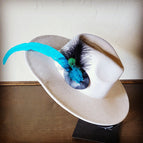 Turquoise Blue and Black Fluffy Feather